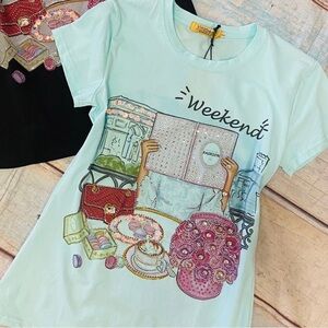 Weekend Girls' Mint Graphic Tee by
